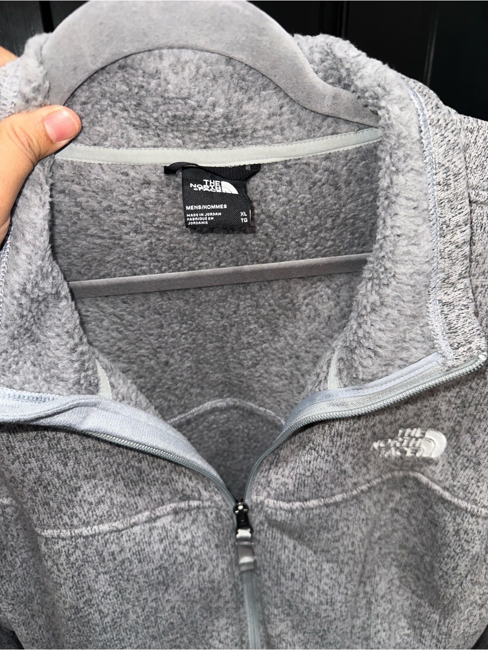The North Face Men’s Light Gray Full-Zip Sherpa Fleece Jacket